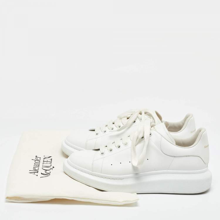 Pre Owned Alexander McQueen White Leather Oversized Lace Up Sneakers Size 44