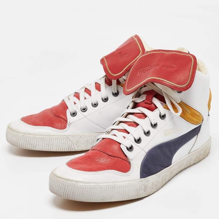 Pre Owned Alexander McQueen White Leather High Top Sneakers Size 44