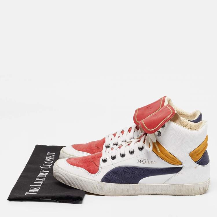 Pre Owned Alexander McQueen White Leather High Top Sneakers Size 44