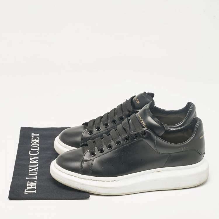 Pre Owned Alexander McQueen Black Leather Oversized Lace Up Sneakers Size 44.5