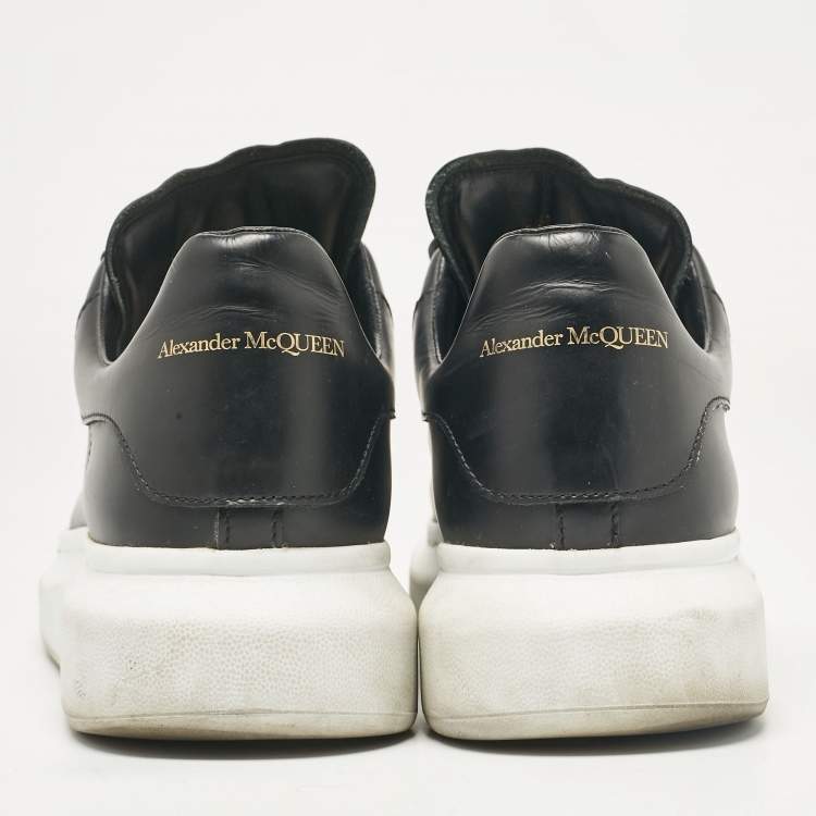 Pre Owned Alexander McQueen Black Leather Oversized Lace Up Sneakers Size 44.5