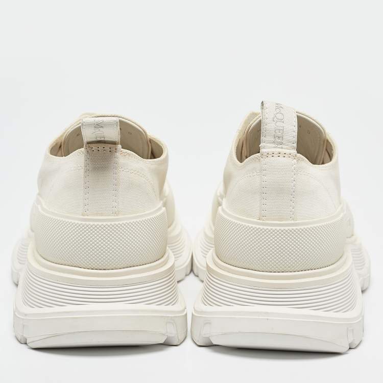 Pre Owned Alexander McQueen White Canvas Tread Slick Lace Up Sneakers Size 41