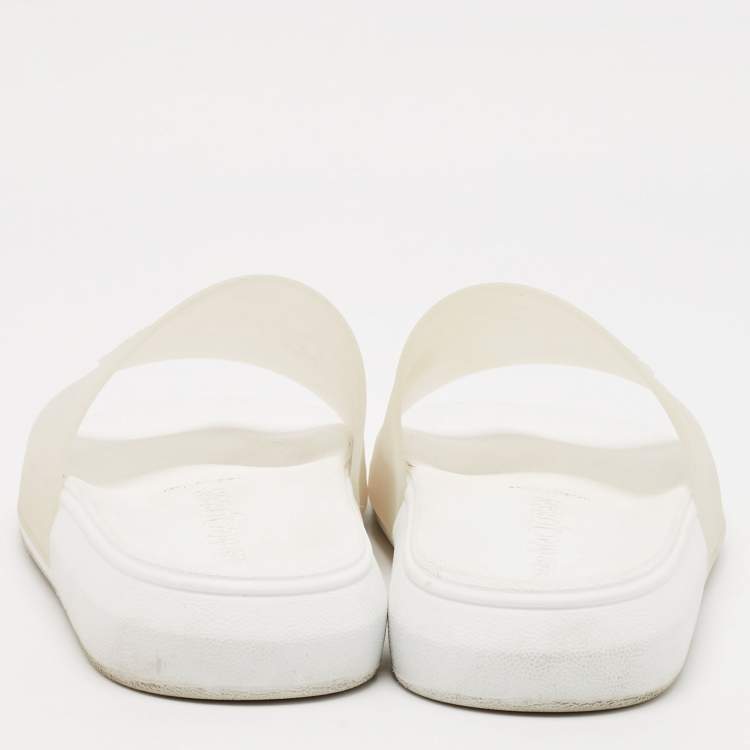 Pre Owned Alexander McQueen Transparent/White Rubber Flat Slides Size 41