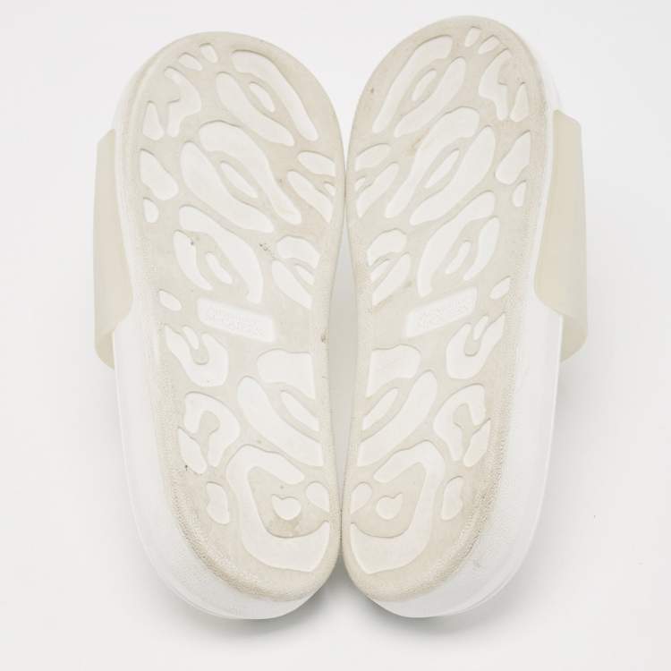 Pre Owned Alexander McQueen Transparent/White Rubber Flat Slides Size 41