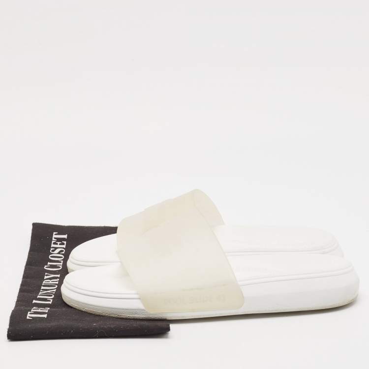 Pre Owned Alexander McQueen Transparent/White Rubber Flat Slides Size 41