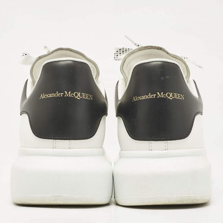 Pre Owned Alexander McQueen White/Black Leather Oversized Sneakers Size 43