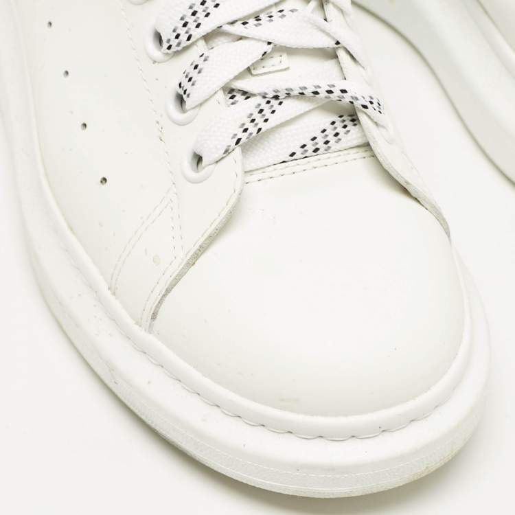 Pre Owned Alexander McQueen White/Black Leather Oversized Sneakers Size 43