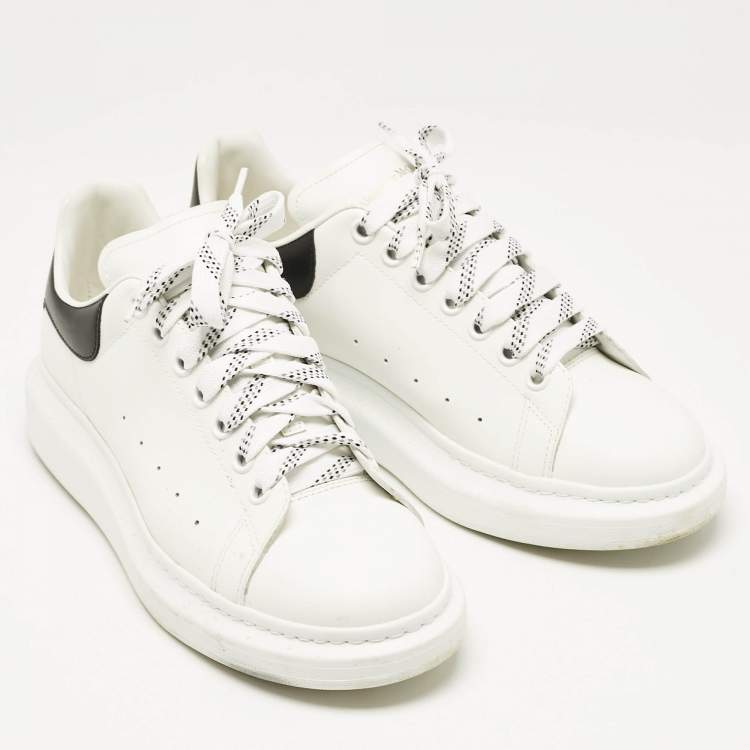 Pre Owned Alexander McQueen White/Black Leather Oversized Sneakers Size 43