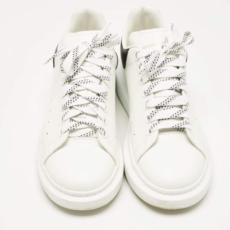 Pre Owned Alexander McQueen White/Black Leather Oversized Sneakers Size 43