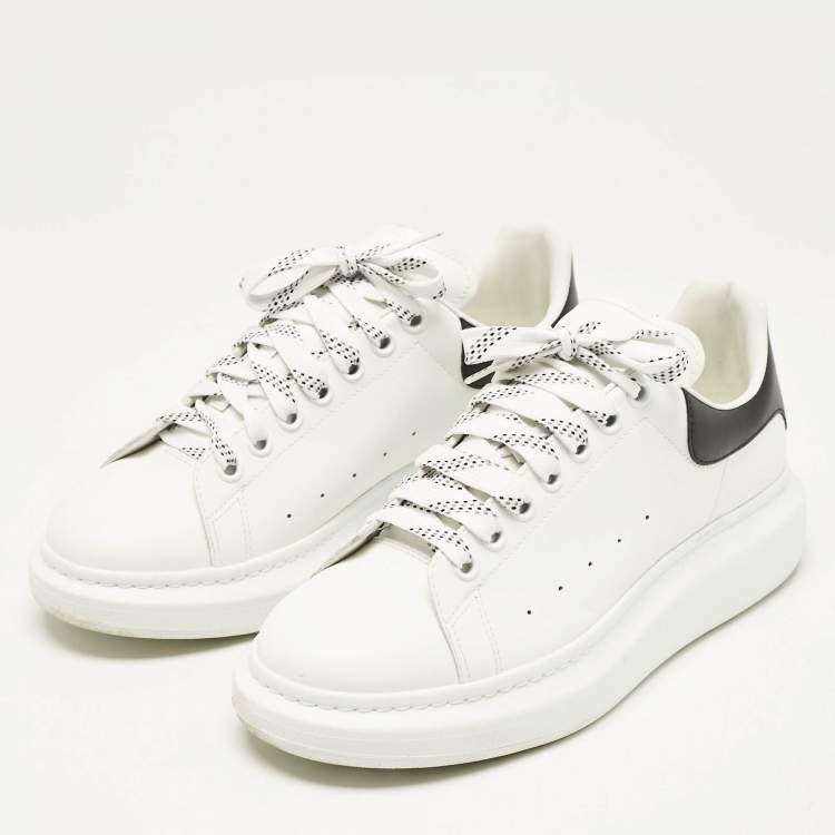 Pre Owned Alexander McQueen White/Black Leather Oversized Sneakers Size 43
