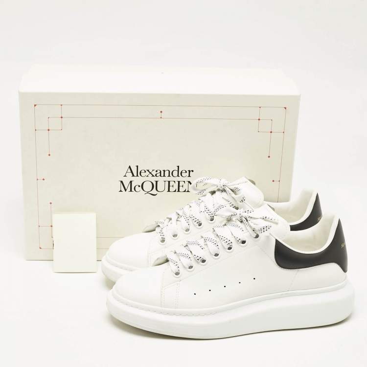 Pre Owned Alexander McQueen White/Black Leather Oversized Sneakers Size 43