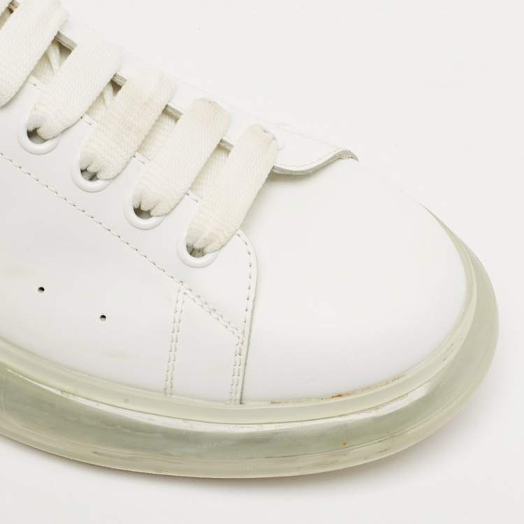 Pre Owned Alexander McQueen White Leather Oversized Lace Up Sneakers Size 44.5