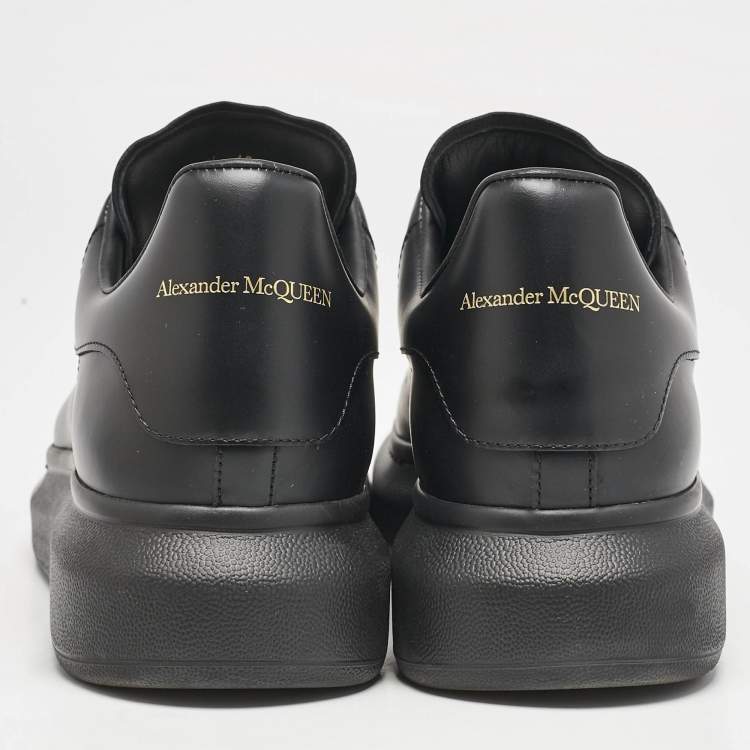 Pre Owned Alexander McQueen Black Leather Larry Low Top Sneakers Size 43