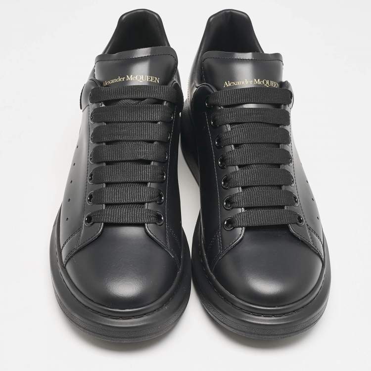 Pre Owned Alexander McQueen Black Leather Larry Low Top Sneakers Size 43