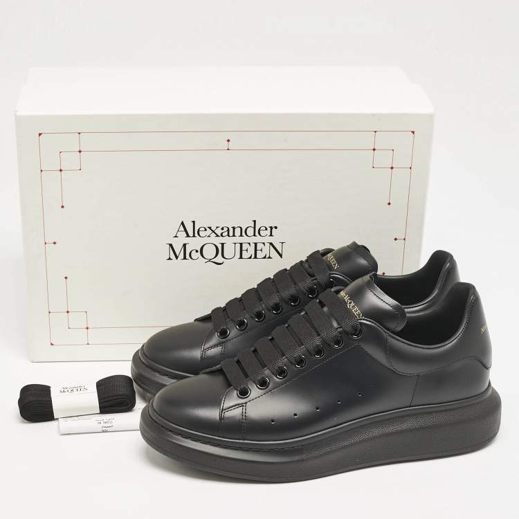Pre Owned Alexander McQueen Black Leather Larry Low Top Sneakers Size 43