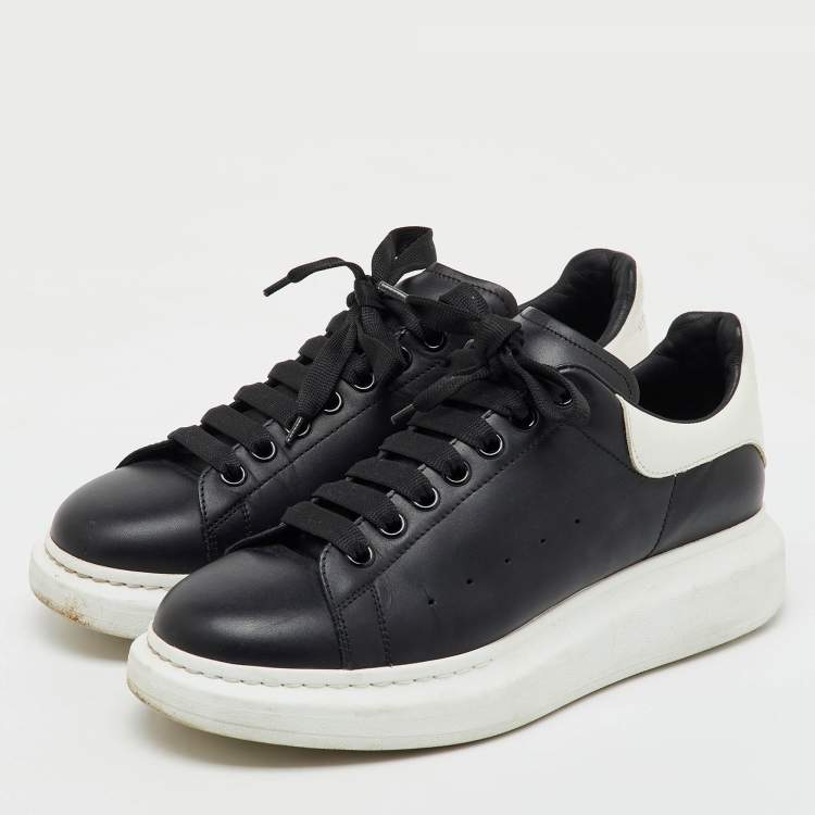 Pre Owned Alexander McQueen Black/White Leather Oversized Low Top Sneakers Size 43