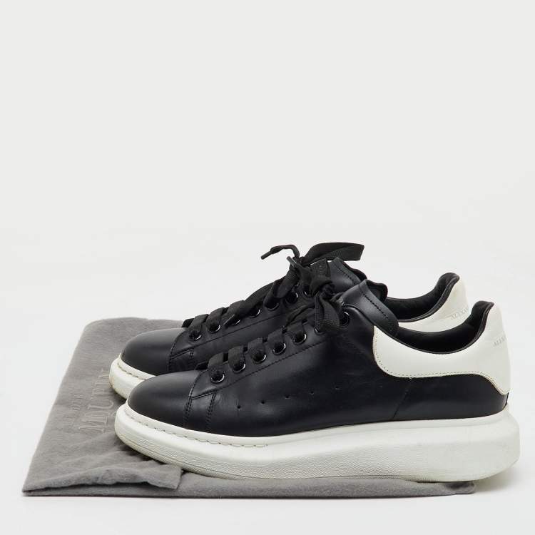 Pre Owned Alexander McQueen Black/White Leather Oversized Low Top Sneakers Size 43