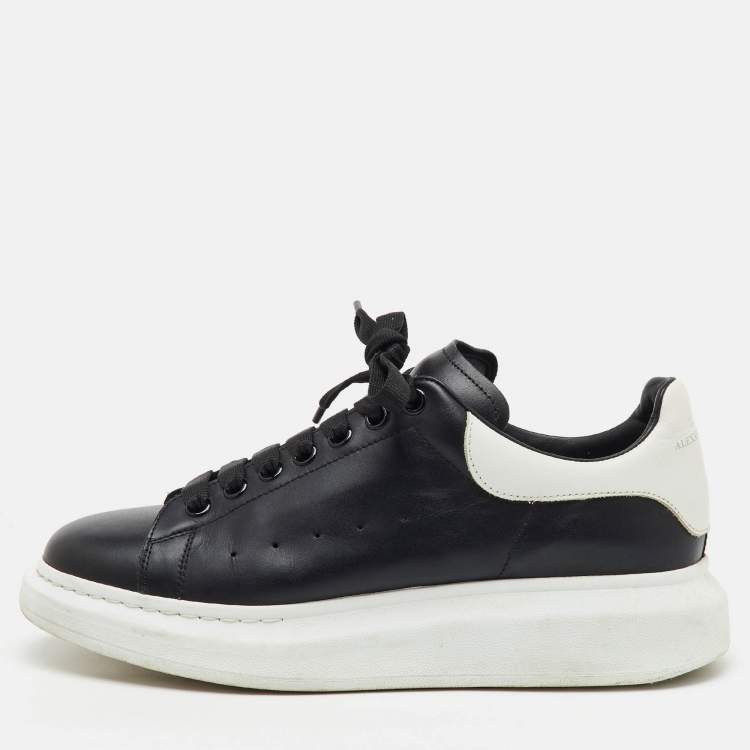 Pre Owned Alexander McQueen Black/White Leather Oversized Low Top Sneakers Size 43