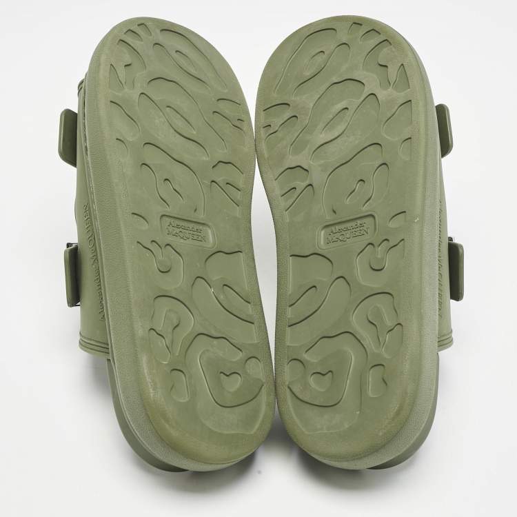 Pre Owned Alexander McQueen Green Rubber Hybrid Flat Sandals Size 42