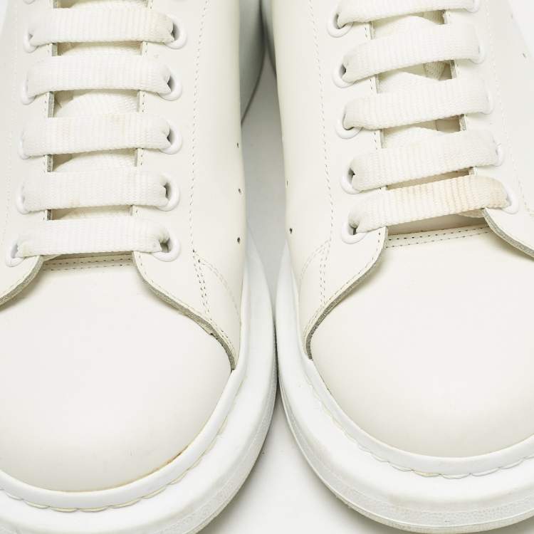 Pre Owned Alexander McQueen White Leather Oversized Lace Up Sneakers Size 45.5