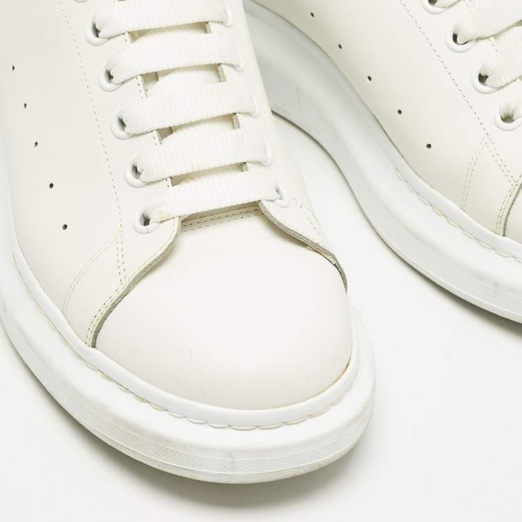 Pre Owned Alexander McQueen White Leather Oversized Lace Up Sneakers Size 45.5
