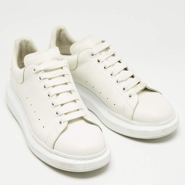 Pre Owned Alexander McQueen White Leather Oversized Lace Up Sneakers Size 45.5