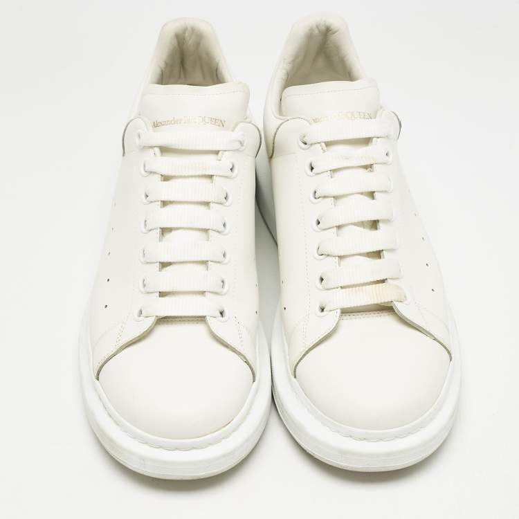 Pre Owned Alexander McQueen White Leather Oversized Lace Up Sneakers Size 45.5