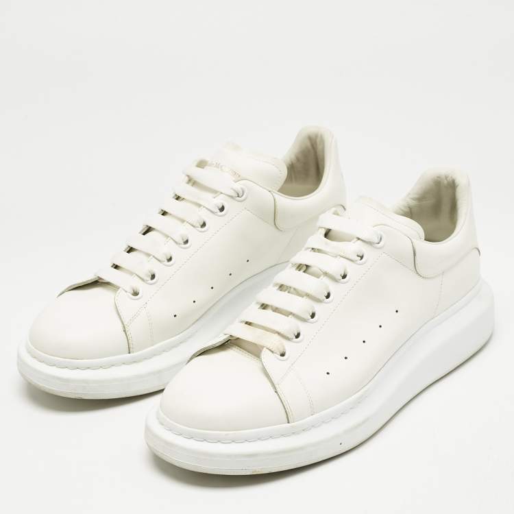 Pre Owned Alexander McQueen White Leather Oversized Lace Up Sneakers Size 45.5