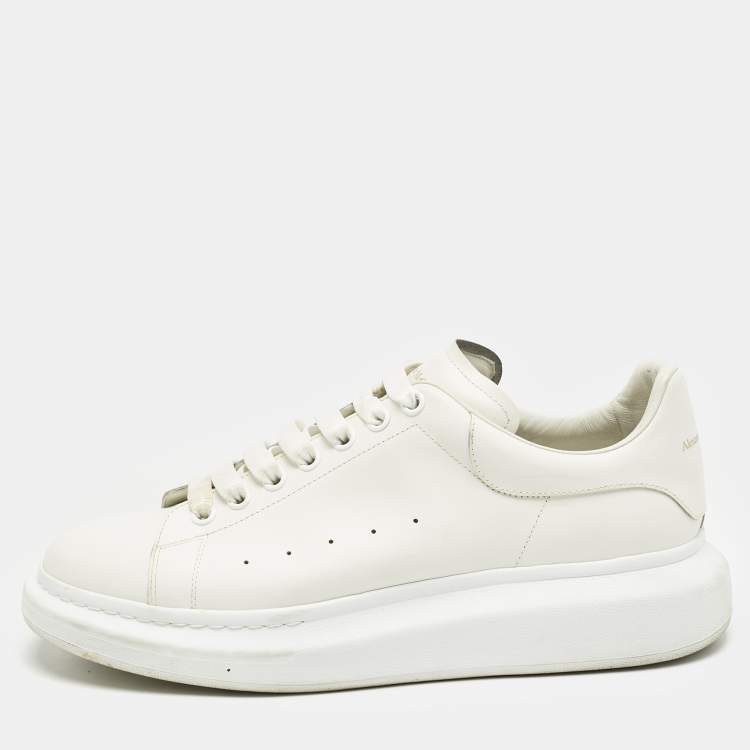 Alexander McQueen White Leather Oversized Lace Up Sneakers
