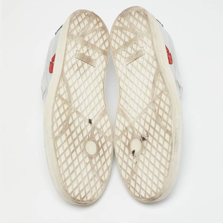 Pre Owned Alexander McQueen Silver Leather Skull Embossed Slip On Sneakers Size 45