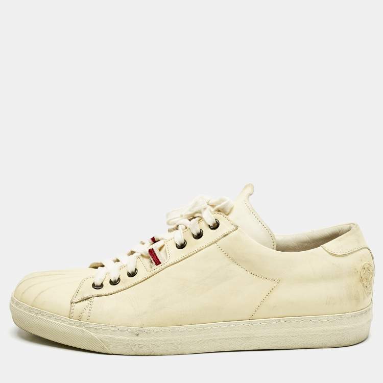 Pre Owned Alexander McQueen Cream Leather Lace Up Sneakers Size 45