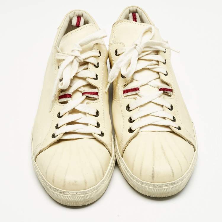 Pre Owned Alexander McQueen Cream Leather Lace Up Sneakers Size 45