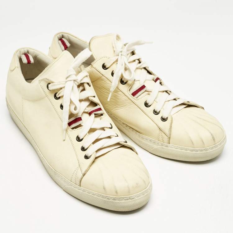 Pre Owned Alexander McQueen Cream Leather Lace Up Sneakers Size 45