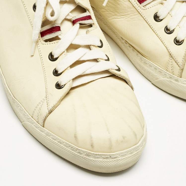 Pre Owned Alexander McQueen Cream Leather Lace Up Sneakers Size 45