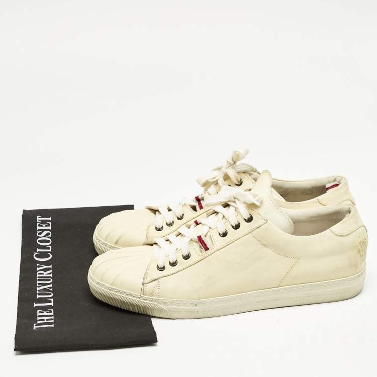 Pre Owned Alexander McQueen Cream Leather Lace Up Sneakers Size 45