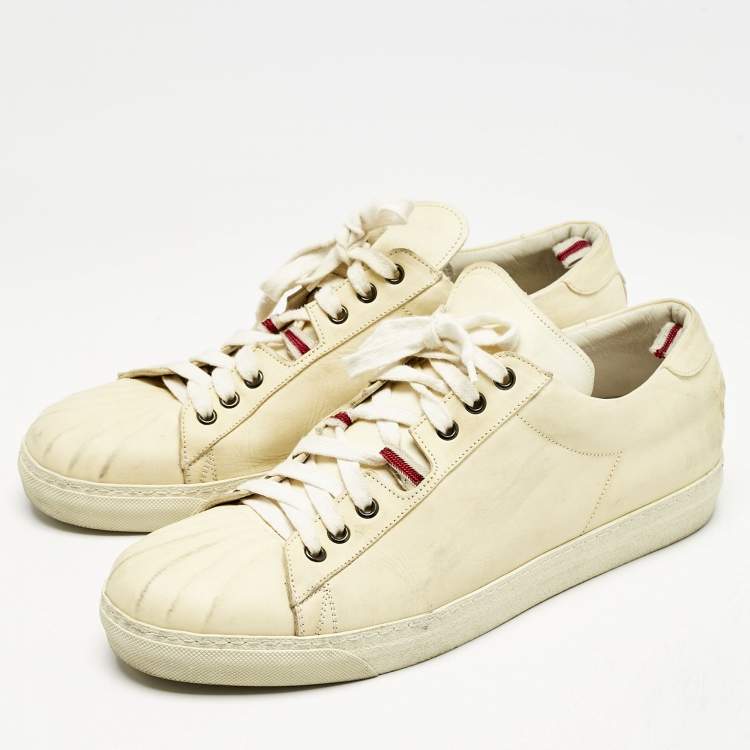 Pre Owned Alexander McQueen Cream Leather Lace Up Sneakers Size 45