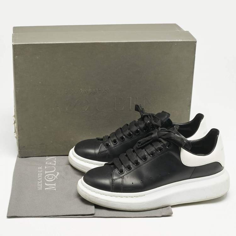 Pre Owned Alexander McQueen Black/White Leather Larry Sneakers Size 40