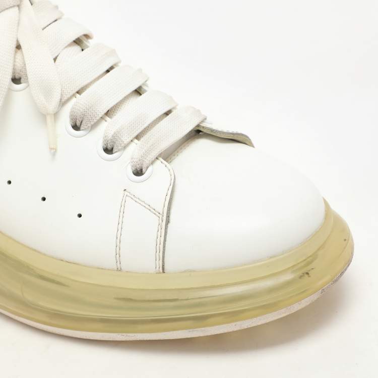 Pre Owned Alexander McQueen White Leather Larry Clear Sole Sneakers Size 43