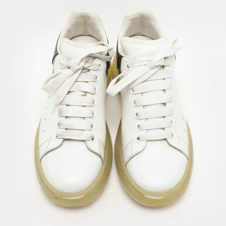 Pre Owned Alexander McQueen White Leather Larry Clear Sole Sneakers Size 43