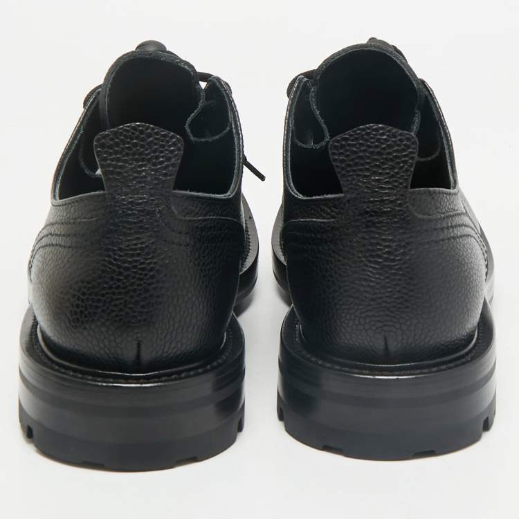Pre Owned Alexander McQueen Black Leather Metal Cap Toe Derby Size 40
