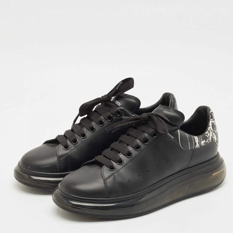 Pre Owned Alexander McQueen Black/White Leather Larry Sneakers Size 43