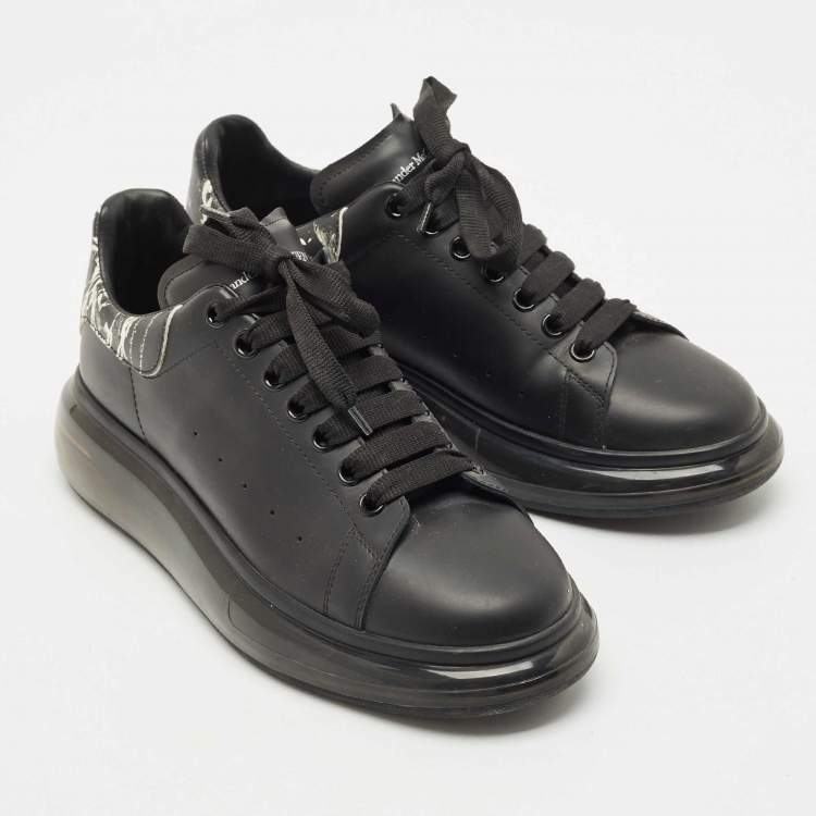 Pre Owned Alexander McQueen Black/White Leather Larry Sneakers Size 43