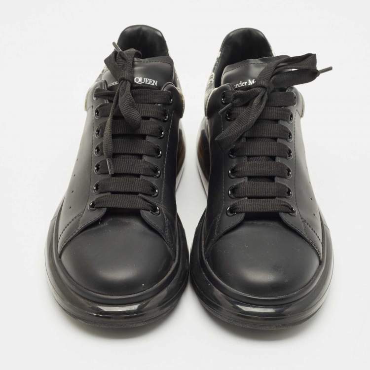 Pre Owned Alexander McQueen Black/White Leather Larry Sneakers Size 43