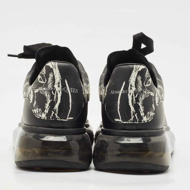 Pre Owned Alexander McQueen Black/White Leather Larry Sneakers Size 43