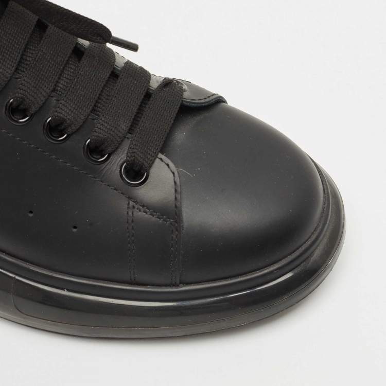Pre Owned Alexander McQueen Black/White Leather Larry Sneakers Size 43