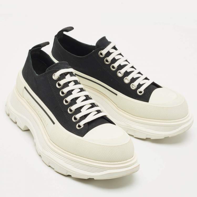 Pre Owned Alexander McQueen Black Canvas Tread Slick Sneakers Size 41