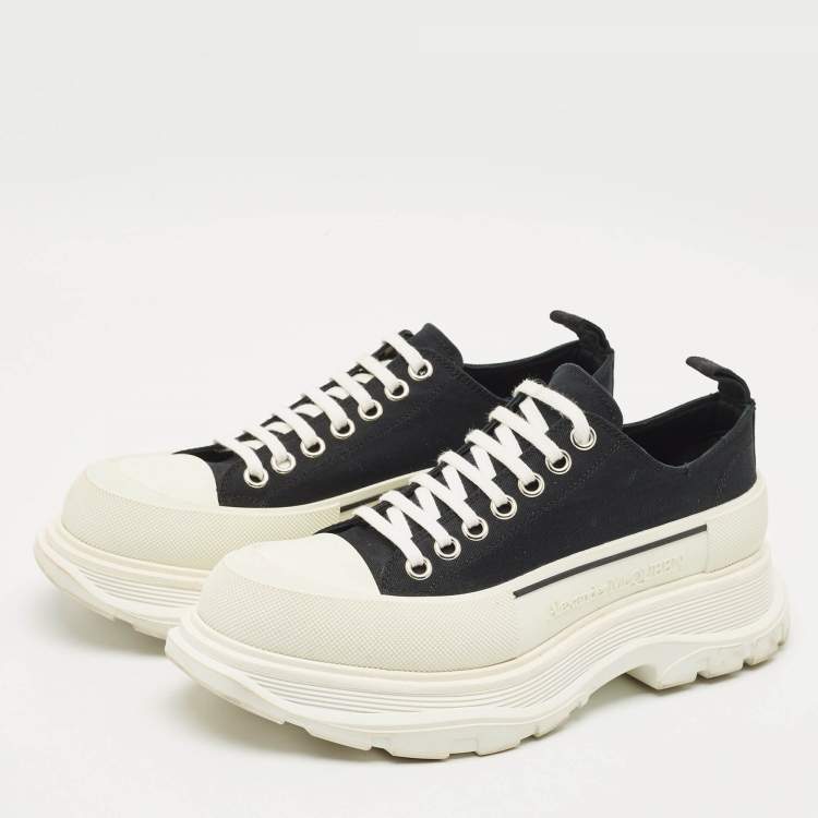 Pre Owned Alexander McQueen Black Canvas Tread Slick Sneakers Size 41