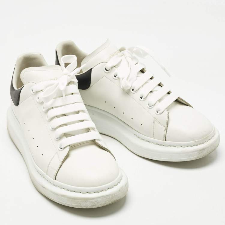 Pre Owned Alexander McQueen White/Black Leather Oversized Lace Up Sneakers Size 42.5
