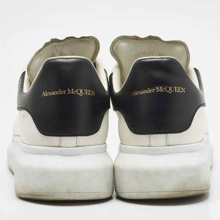 Pre Owned Alexander McQueen White/Black Leather Oversized Sneakers Size 43