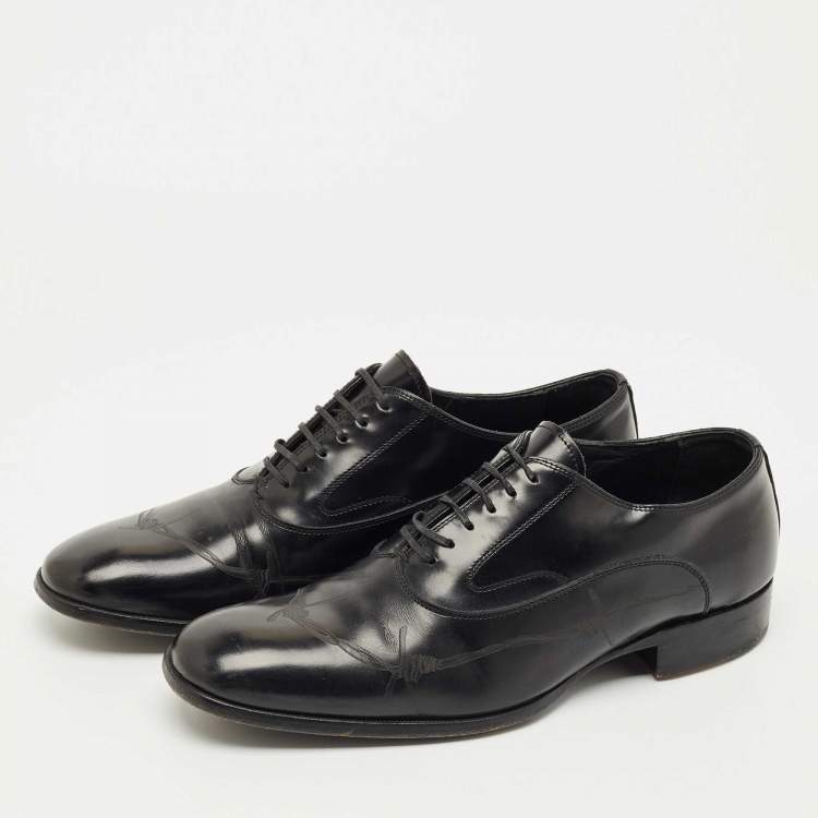 Pre Owned Alexander McQueen Black Leather Lace Oxford Size 43